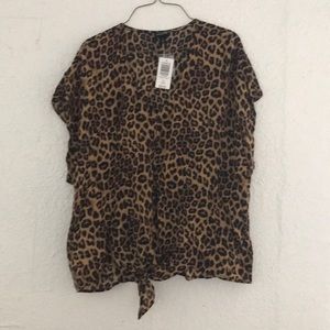 NWT Tie Front Leopard Blouse